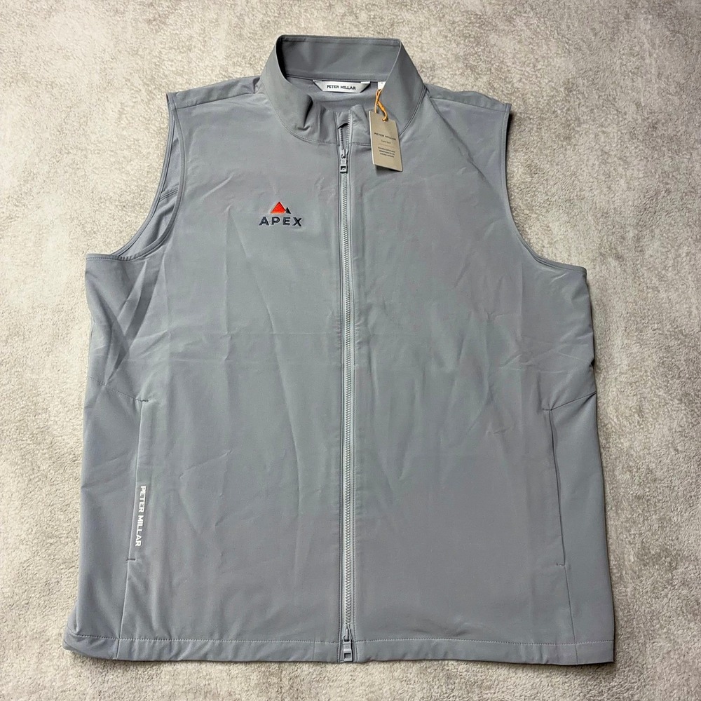 NWT Peter Millar Crown Sport Dunes Vest Gale Gray Full Zip MS26EZ33 Mens L *Logo